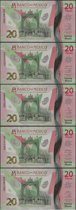 Picture of Mexico,B726,20 Pesos,2021,ALL 5 Signs