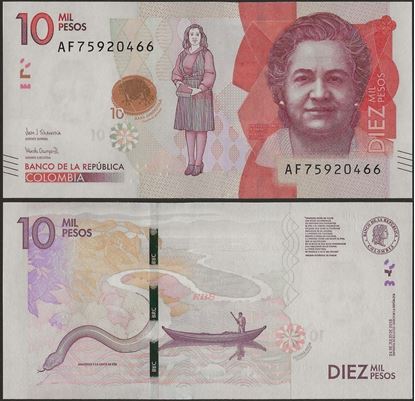 Picture of Colombia,P460c,B995c,10 000 Pesos,2018