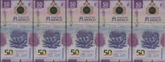 Picture of Mexico,B714,50 Pesos,2021,ALL 5 Signs