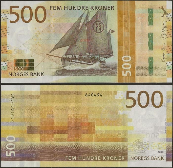 Picture of Norway,P56,500 Kroner,2018,XFINE