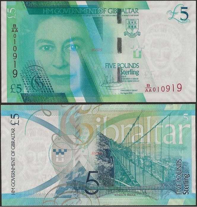 Picture of Gibraltar,P42,B136,5 Pounds,2020 ( IN 2021)