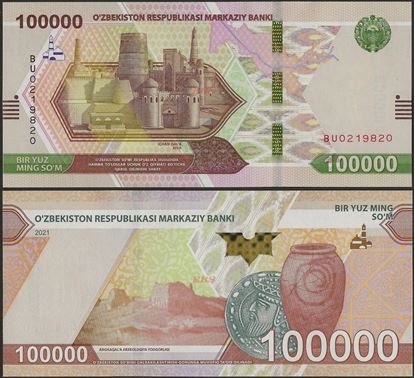 Picture of Uzbekistan,B222,100000 Som,2021