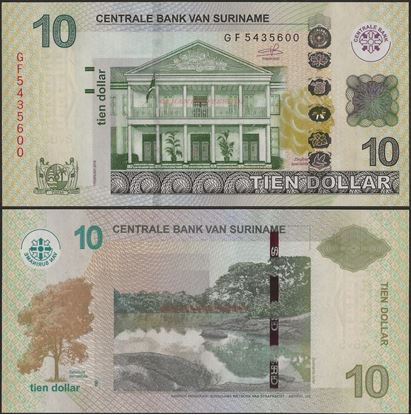 Picture of Suriname,P163c,10 Dollars,2019