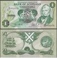 Picture of Scotland, P111g,1 Pound,1988,with folder