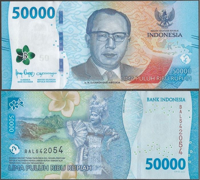 Picture of Indonesia,Pw167,B622a,50000 Rupiah,2022,COMM