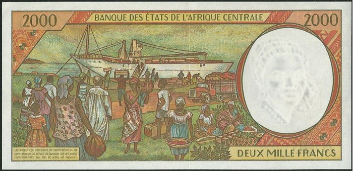 Picture of CAS Central African Republic,P303F, B103Fg,2000 Francs,2000