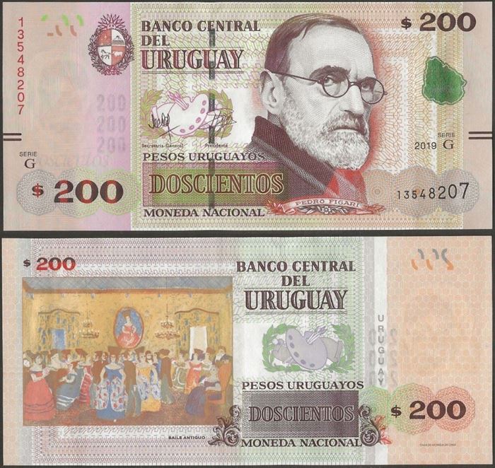 Picture of Uruguay,P096b,B555b,200 Pesos Uruguayos,2019