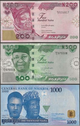 Picture of Nigeria,3 SET,B244 - B246,200 -1000 Naira,2022