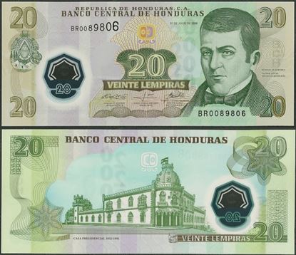 Picture of Honduras,P95a,B340a,20 Lempira,2008