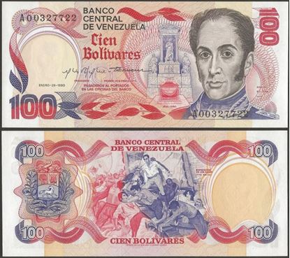 Picture of Venezuela,P059,B339,100 Bolivares,1980