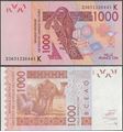 Picture of WAS K Senegal,P715K, B121Kw,1000 Francs,2023
