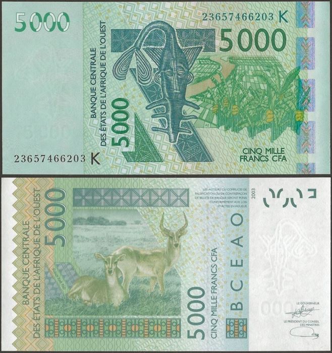Picture of WAS K - Senegal,P717K, B123Kw,5000 Francs,2023