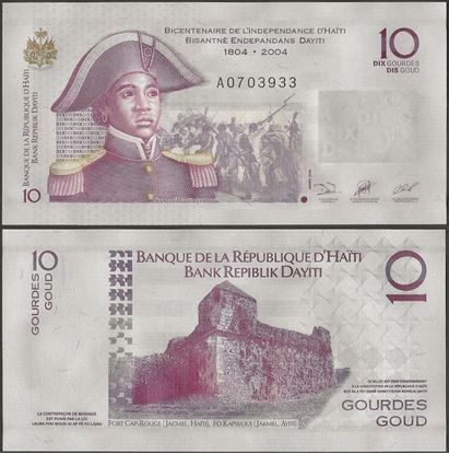 Picture of Haiti,P272,B845a,10 Gourdes,2004,Comm