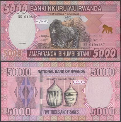 Picture of Rwanda,P41,B140a,5000 Francs,2014