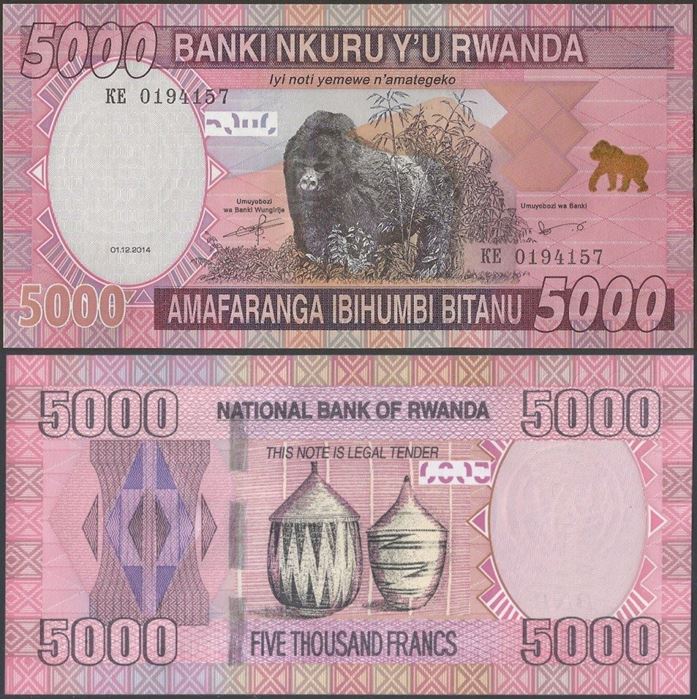 Picture of Rwanda,P41,B140a,5000 Francs,2014,KE
