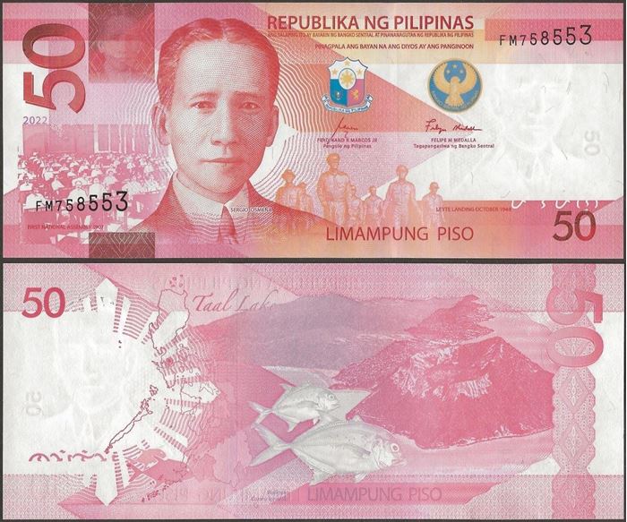 Picture of Philippines,B1097a,50 Piso,2022