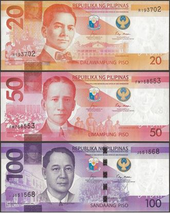 Picture of Philippines,3 SET,20 to 100 Piso,2022