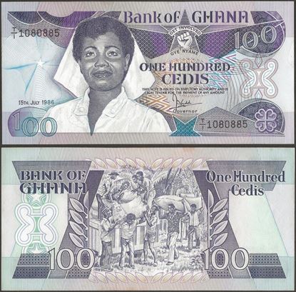 Picture of Ghana,P26c,B127c,100 Cedi,1986