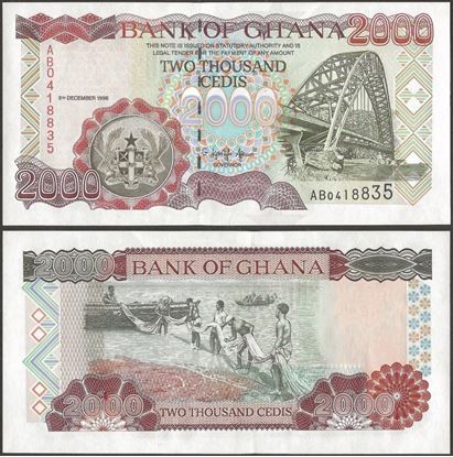 Picture of Ghana,P33a,B137a,2000 Cedi,1996
