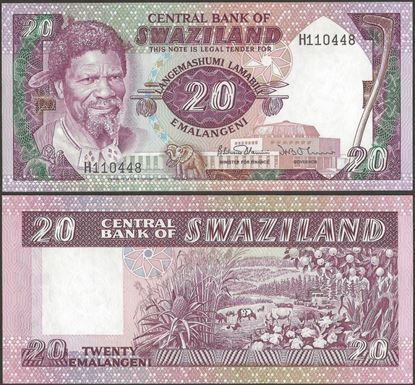 Picture of Swaziland,P11b,B206b,20 Emalangeni,1985