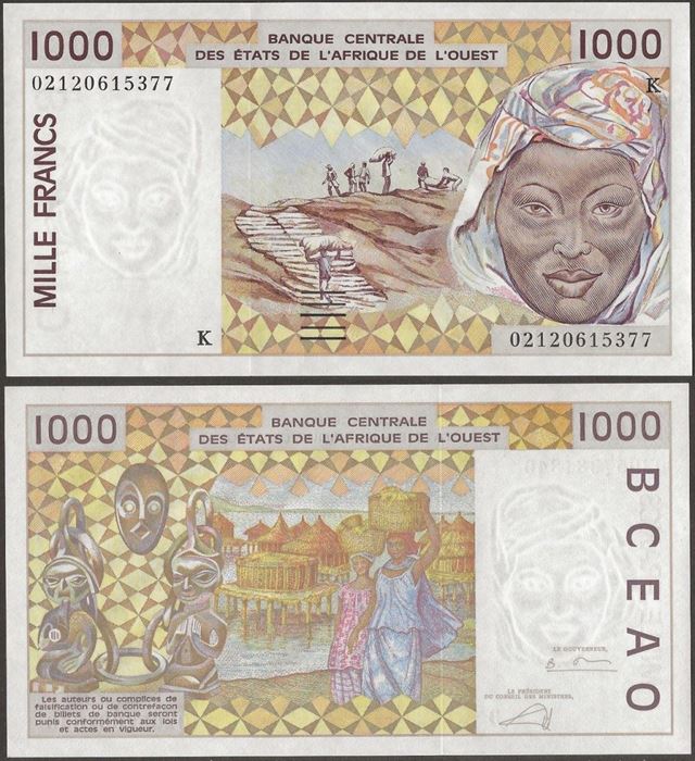 Picture of WAS K Senegal,P711Kl, B116Kl,1000 Francs,2002