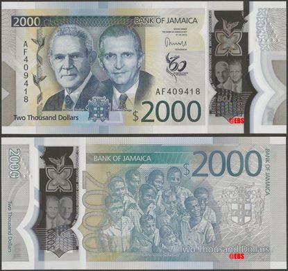 Picture of Jamaica,B255,2000 Dollars,2023,Polymer