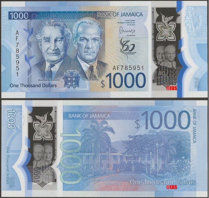 Picture of Jamaica,B254,1000 Dollars,2023,Polymer