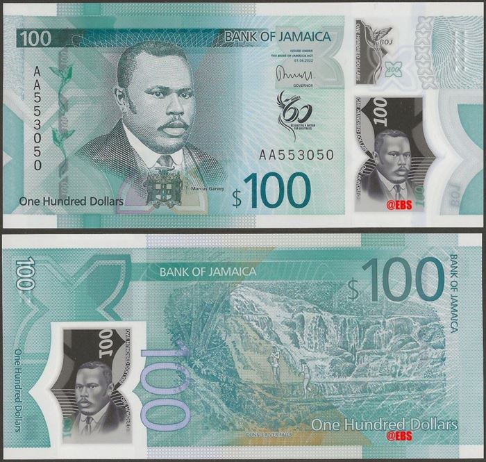 Picture of Jamaica,B252,100 Dollars,2023,Polymer,AA