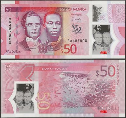 Picture of Jamaica,P96a,B251,50 Dollars,2023,Polymer,AA