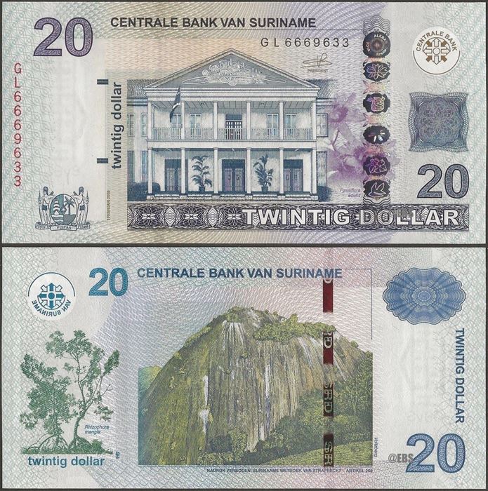 Picture of Suriname,P164c,B547c,20 Dollars,2019