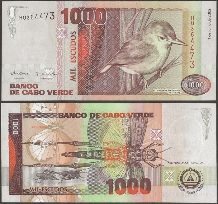 Picture of Cape Verde,P65b,B211b,1000 Escudos,2002