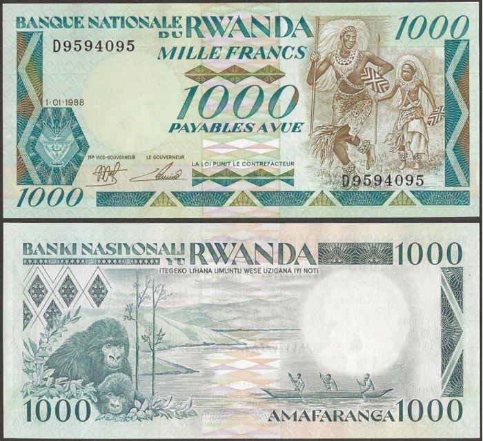 Picture of Rwanda,P21,B120,1000 Francs,1998