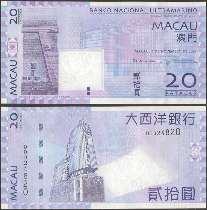 Picture of Macau,P081,B69e,20 Patacas,2017,BNU