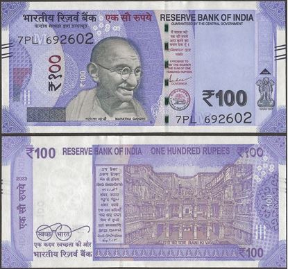 Picture of India,P112,B301fM,100 Rupees,2023,Inset M