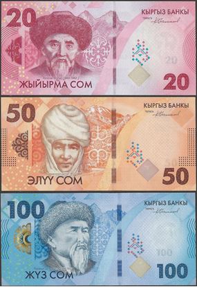 Picture of Kyrgyzstan,3 NOTE SET,20 to 100 Som,2024