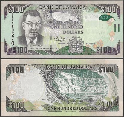 Picture of Jamaica,P95e,B250e,100 dollars,2018