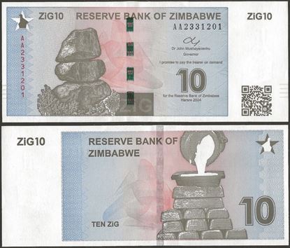 Picture of Zimbabwe,Pw110,B201a,10 ZIG,2024