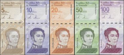 Picture of Venezuela,5 SET - B385-B389,185 Bolivares,2021