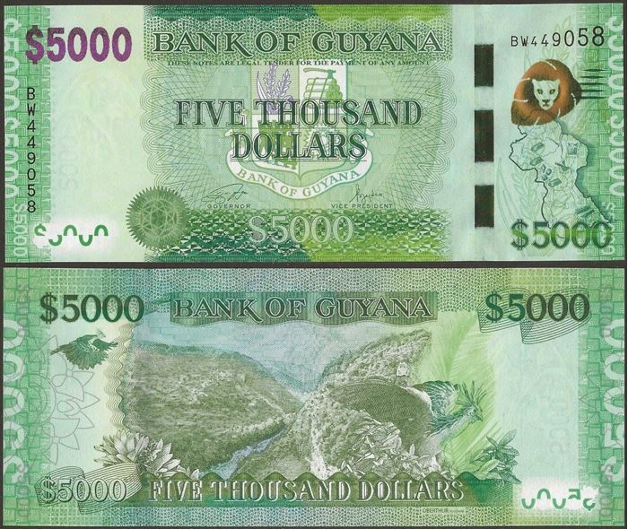 Picture of Guyana,P40c?,B122a,5000 dollars,2022