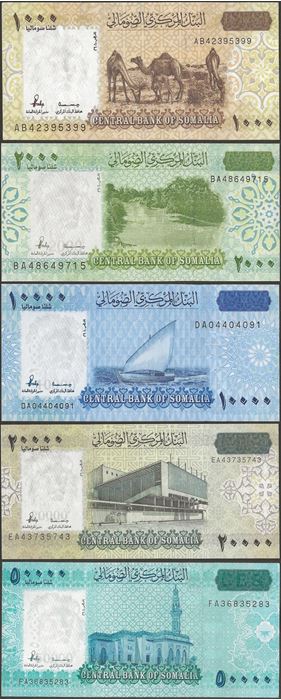 Picture of Somalia,5 NOTE SET,1000 to 50000 Shillin,2023