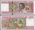 Picture of Madagascar,P82,B316,25000 Francs,1998