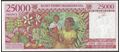 Picture of Madagascar,P82,B316,25000 Francs,1998