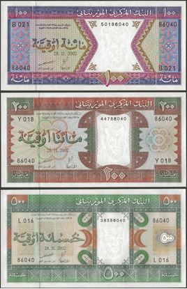 Picture of Mauritania,3 NOTE SET ,800 Ouguiya,2002