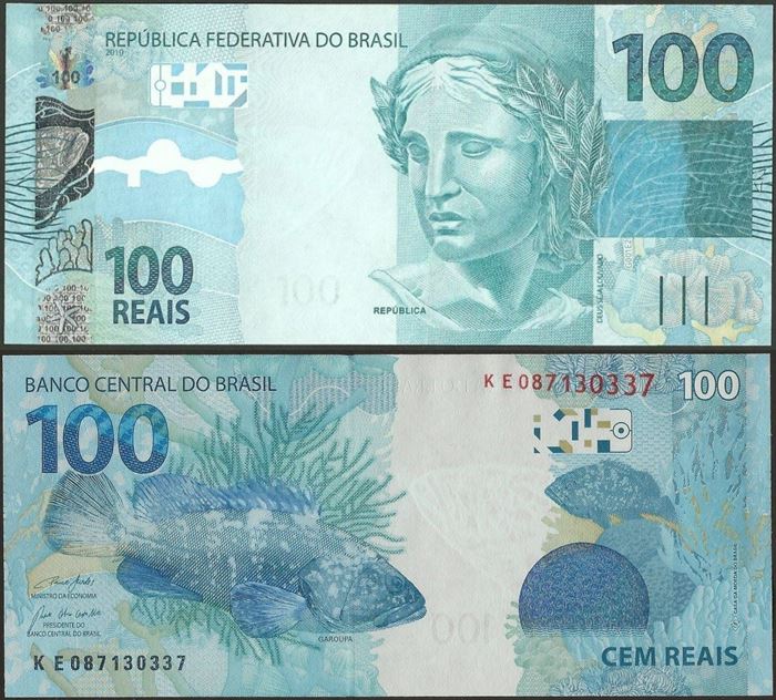 Picture of Brazil,P257,B879f,100 Reais,2010,Sg 35