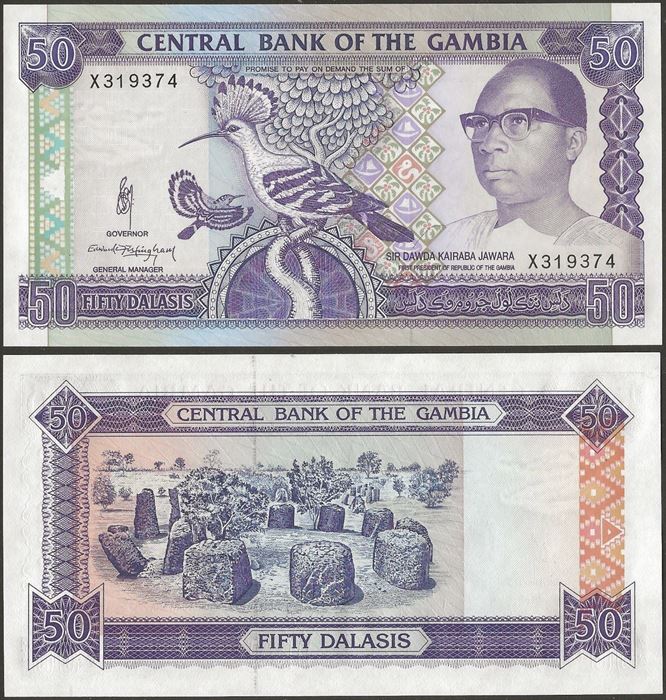 Picture of Gambia,P15a,B212a,50 Dalasi,1989