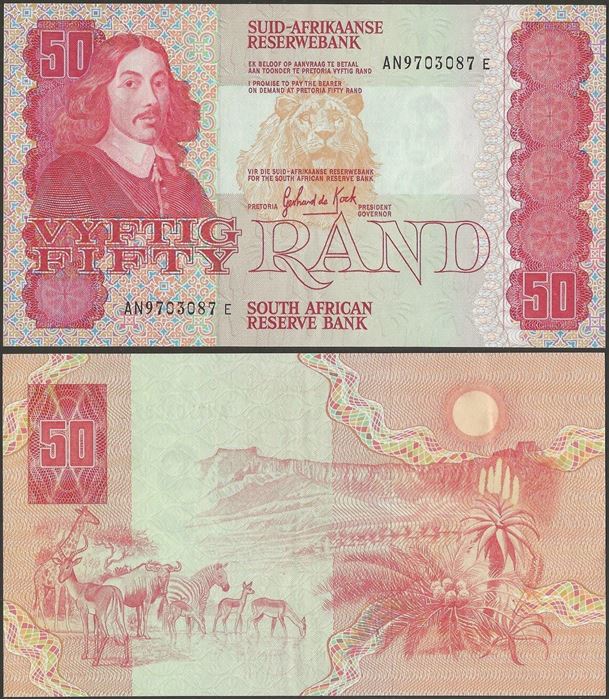 Picture of South Africa,P122a,B751a,50 Rands,1984