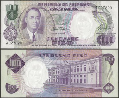 Picture of Philippines,P147a,B1006a,100 Piso,1969