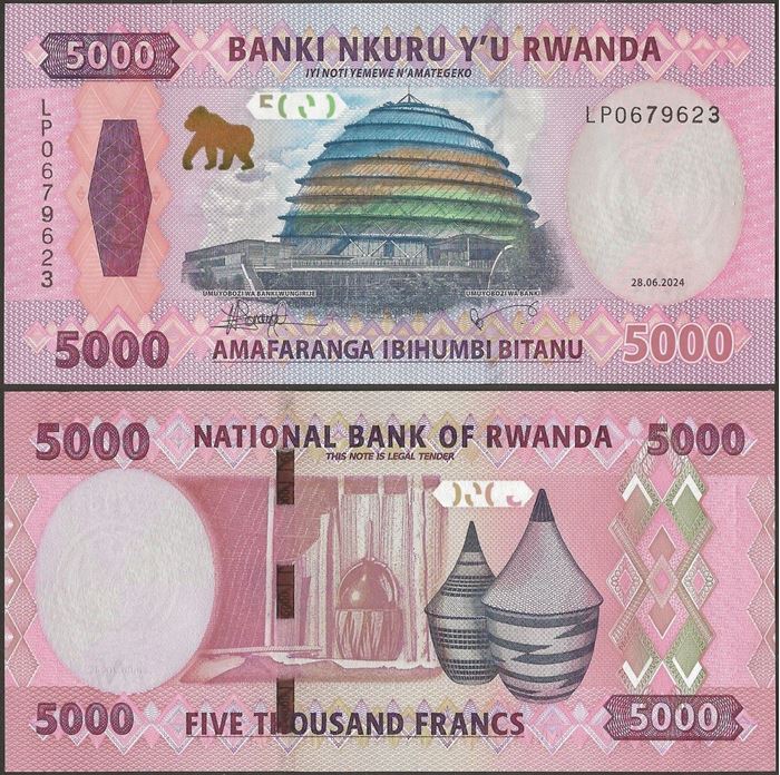 Picture of Rwanda,P45,B144a,5000 Francs,2024