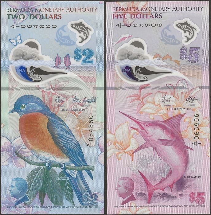 Picture of Bermuda 2 SET,B237/B238,2/5 Dollars,2024,Polymer