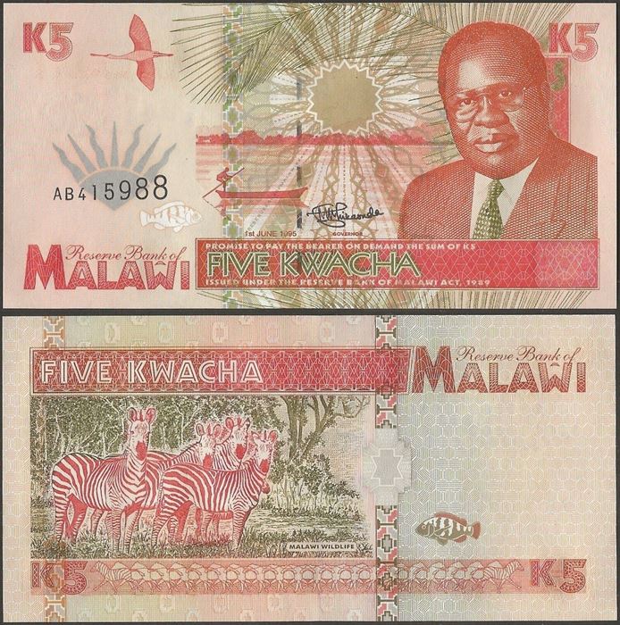 Picture of Malawi,P30,B130,5 Kwacha,1995